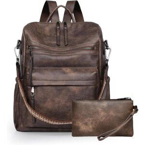 Womens Backpack Purse Leather Fashion Travel Backpack Purse